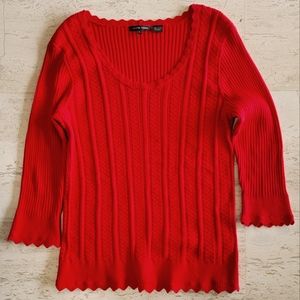 Jeanne Pierre 100%cotton3/4 sleeve sweater 17" armpit to hip.